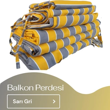 Korniş Düğmeli ve Bağcıklı Pamuklu Kumaştan Sarı - Gri Balkon