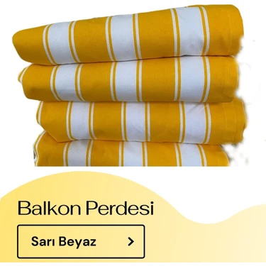 Korniş Düğmeli ve Bağcıklı Pamuklu Kumaştan Sarı - Beyaz Balkon