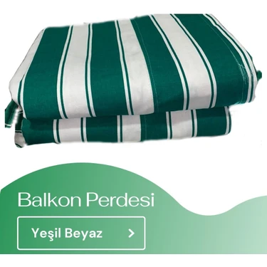 Korniş Düğmeli ve Bağcıklı Pamuklu Kumaştan Yeşil - Beyaz Balkon