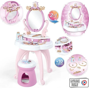 7600320250 Smoby Disney Prensesleri 2si1 Arada Güzellik Masası Oyun