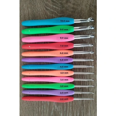 EC Shop Sgshobby Renkli Silikon Saplı 12 Farklı Numaralı Tığ