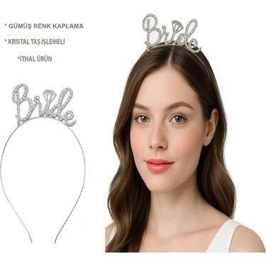 Pileli Store Gümüş Renkli Taşlı “bride” Gelin