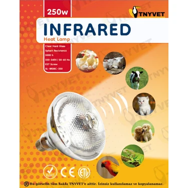 Tnyvet Şeffaf Renk / Infrared Civciv, Buzağı , Kuzu Isıtıcı Lamba - Ampul 250