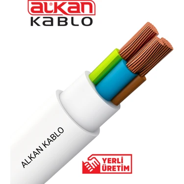 Alkan 3x1,5 Mm² H05VV-F Ttr Kablo Beyaz (%100 Bakır) 5