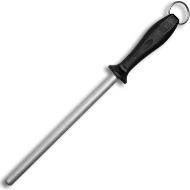 Pirge Oval Masat Paslanmaz Çelik Bıçak Bileme Çubuğu - 20 cm, Siyah, Ergonomik Sap, Yüksek