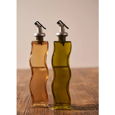 Bella Maison Wavy 2'li Yağlık Sirkelik Seti Cam Amber-Yeşil 250 Cc Ergonomik Kullanım ve Kolay