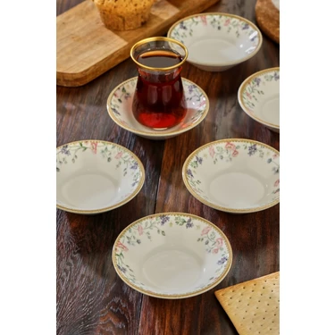 Cooker 6'lı 11 cm Desenli Porselen Çay Tabağı