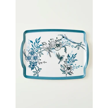 Bella Maison Bleu Blanc Melamin Tepsi Mavi (42X31