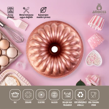 Amboss Alya Yanmaz Yapışmaz Döküm Kek Kalıbı Pink 26