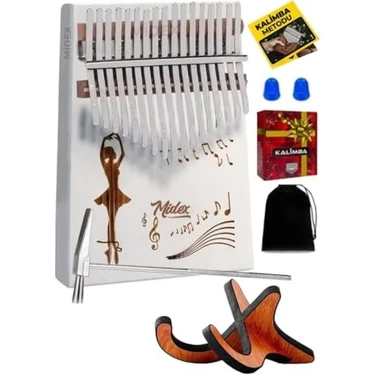 Midex KLX-540-PAK Beyaz Renk Gerçek Ağaç Kalimba 17 Tuşlu Full