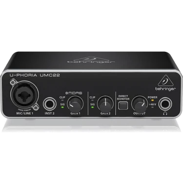 Behringer U-PHORIA UMC22 Ses Kartı Midas Mikrofon Preamfi Siyah Kompakt