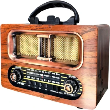Özgün Adım® Büyük Boy Retro, Nostaljik, Ahşap Tasarım Bluetooth Hoparlörlü, Şarjlı, Taşınabilir